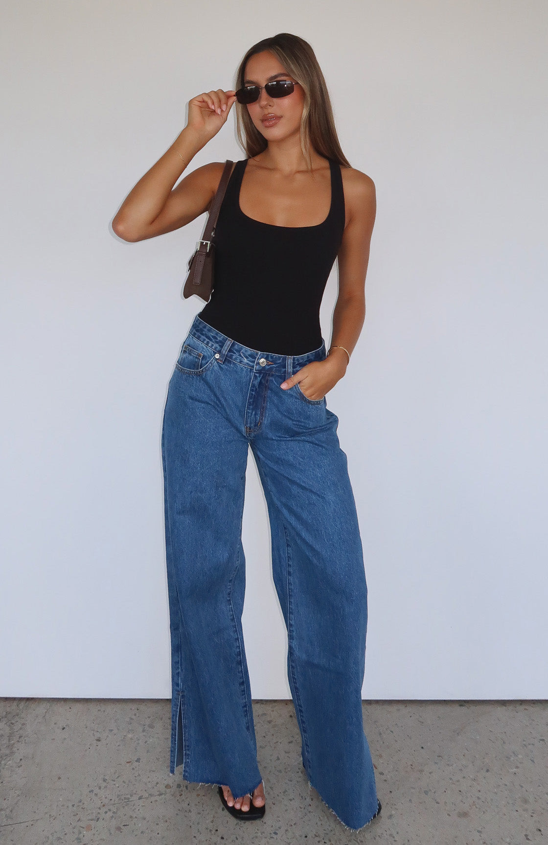 Summer Mid Rise Wide Leg Jeans Admiral Blue