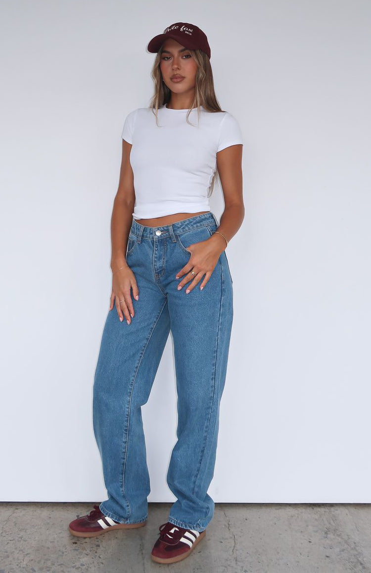 Zara Mid Rise Straight Leg Jeans Admiral Blue