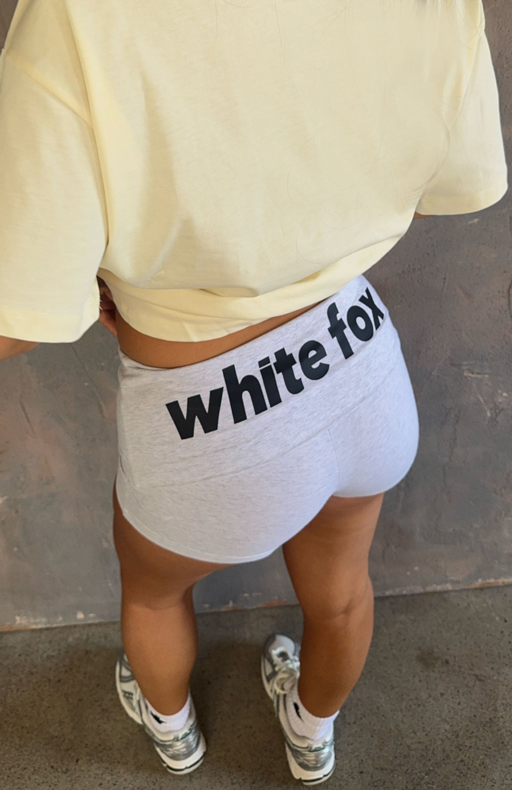 From The Archives Gigi Fold Over Booty Shorts Grey Marle