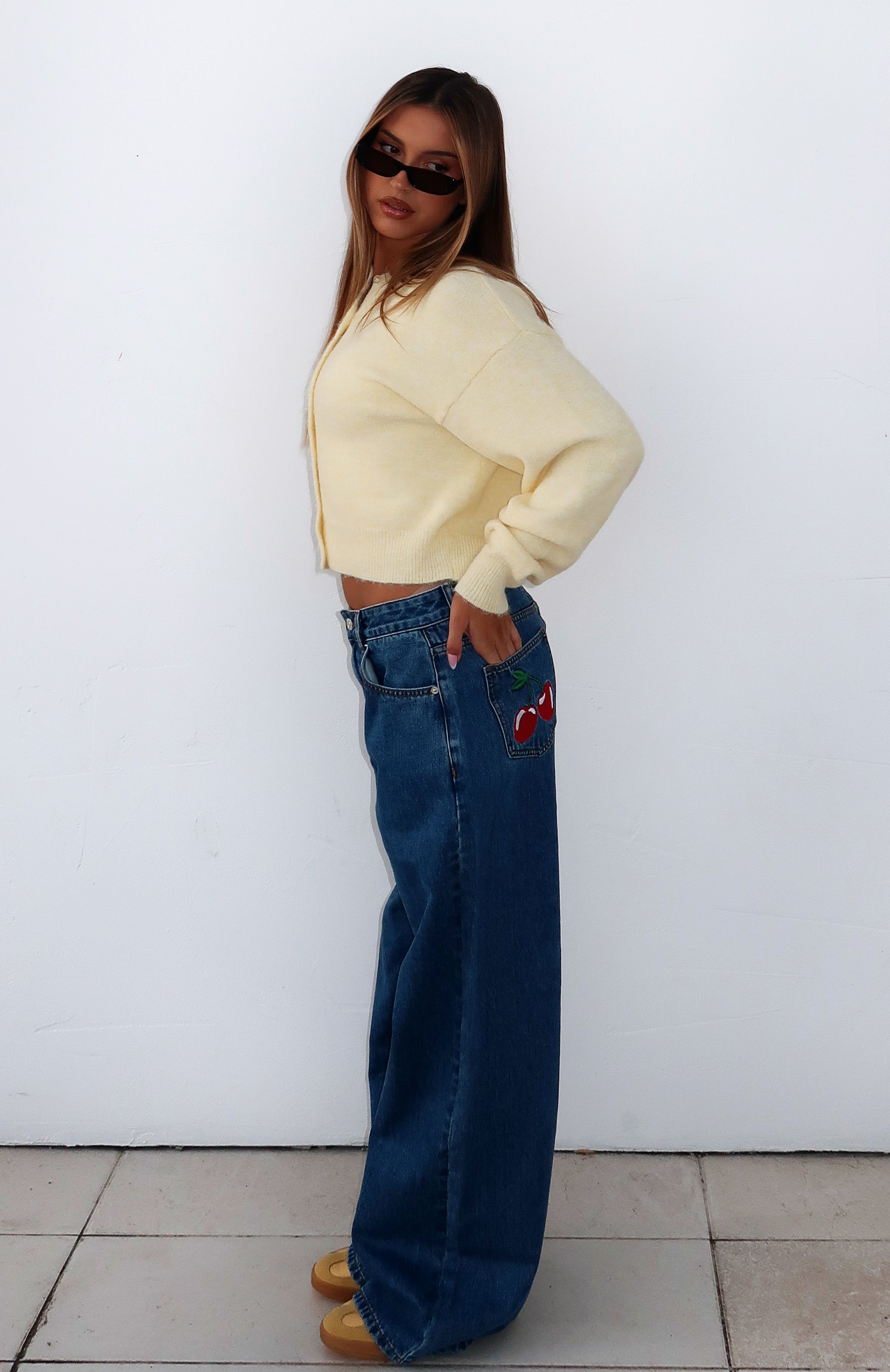 Brianna Low Rise Wide Leg Jeans Admiral Blue