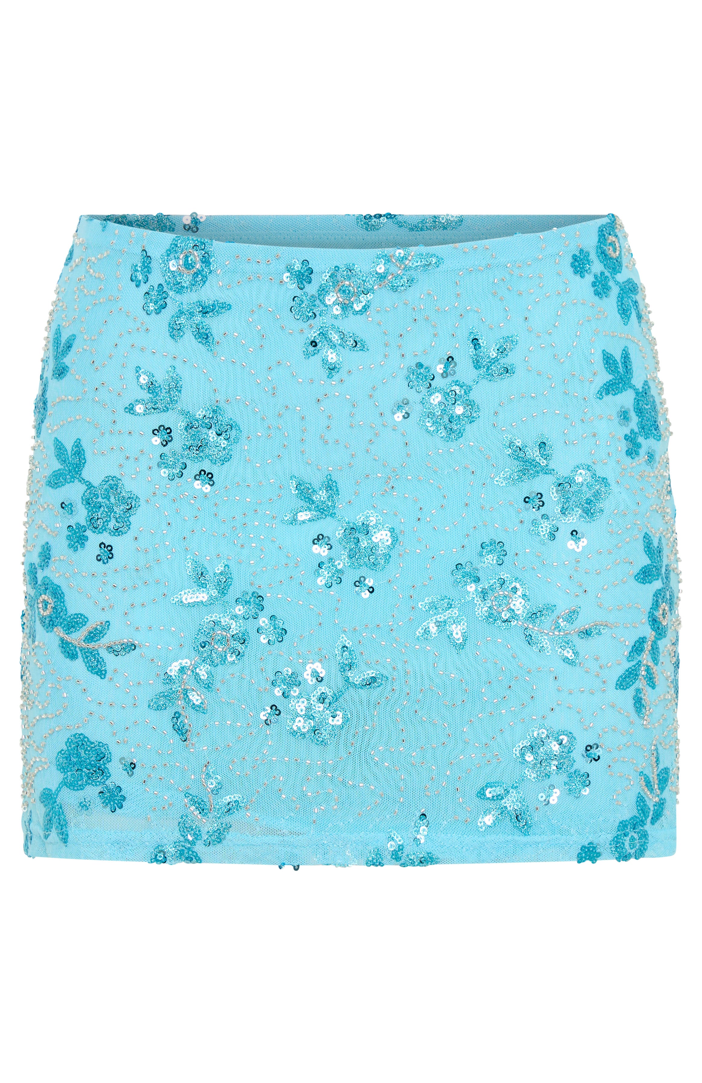 Capri Cove Beaded Mini Skirt Baby Blue