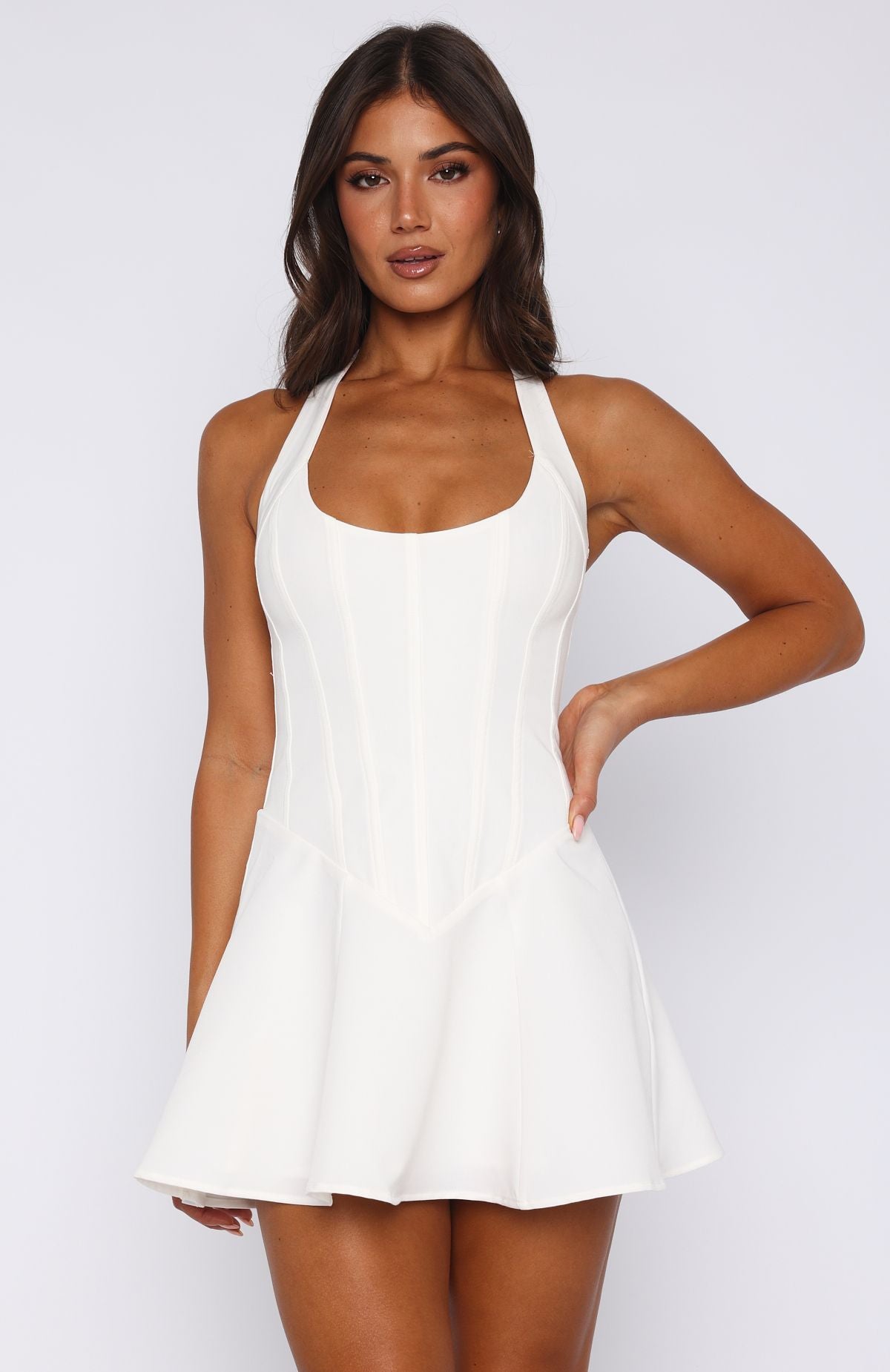 We Belong Halter Mini Dress White