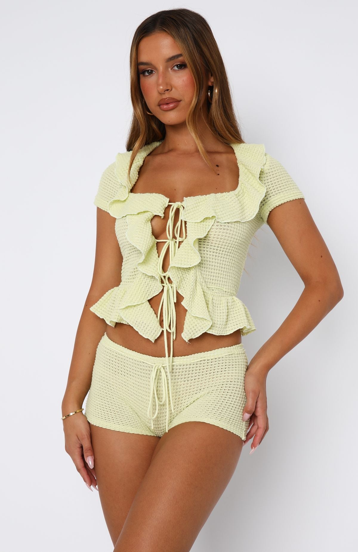 Cool It Crochet Short Sleeve Top Lime