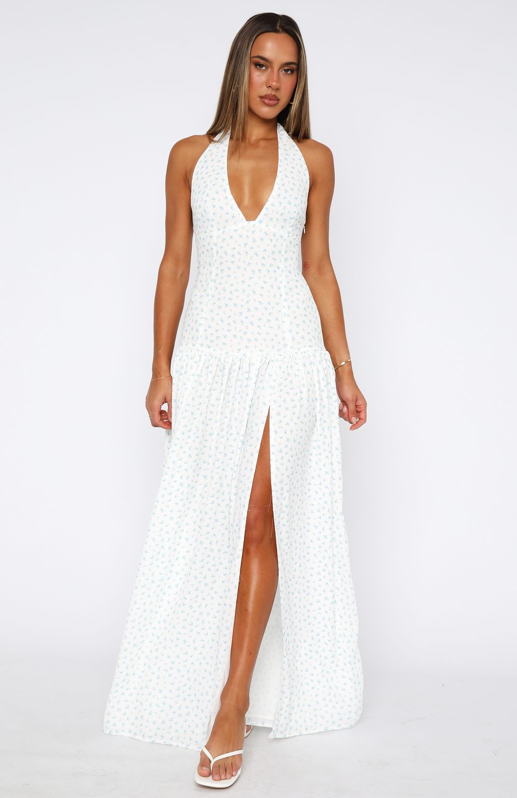 Sweet Temptation Halter Maxi Dress Bluebelle