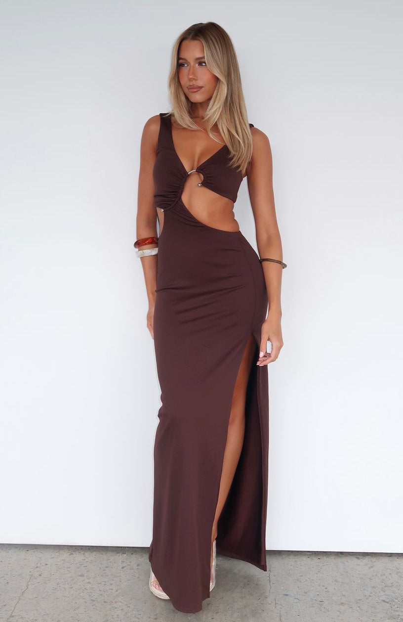 It Feels Wrong Maxi Dress Dark Chocolate