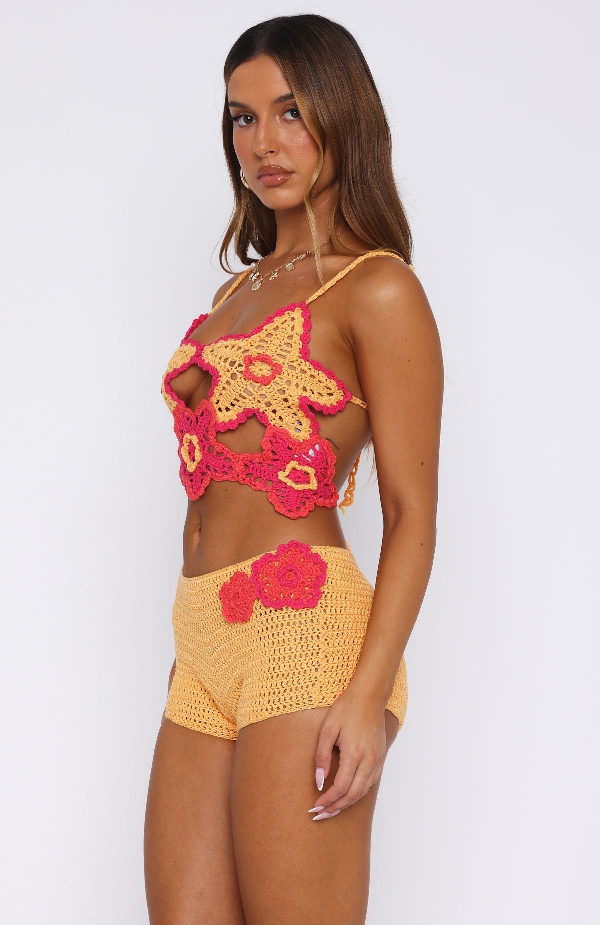 So Fresh Crochet Top Pastel Orange/Pink