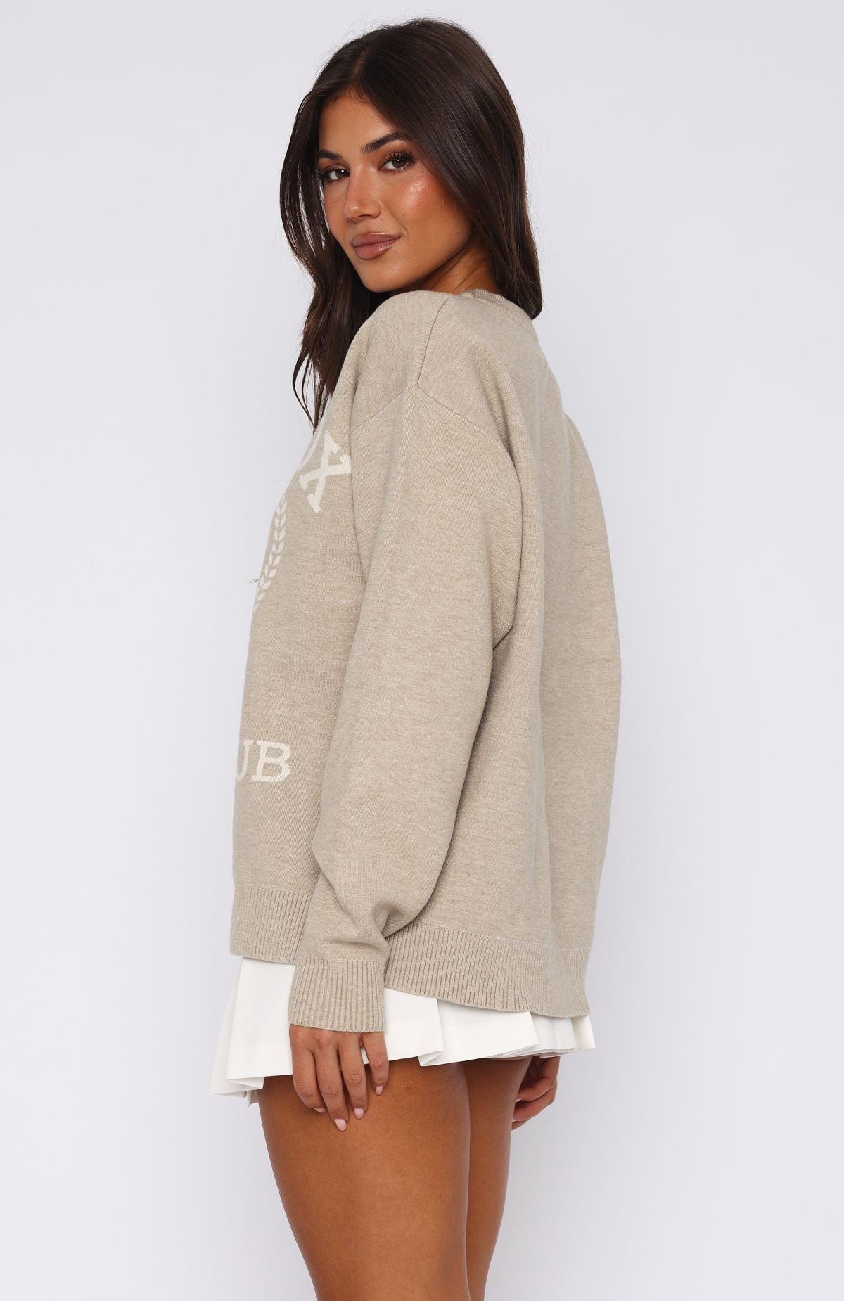 Tennis Club Knit Sweater Stone