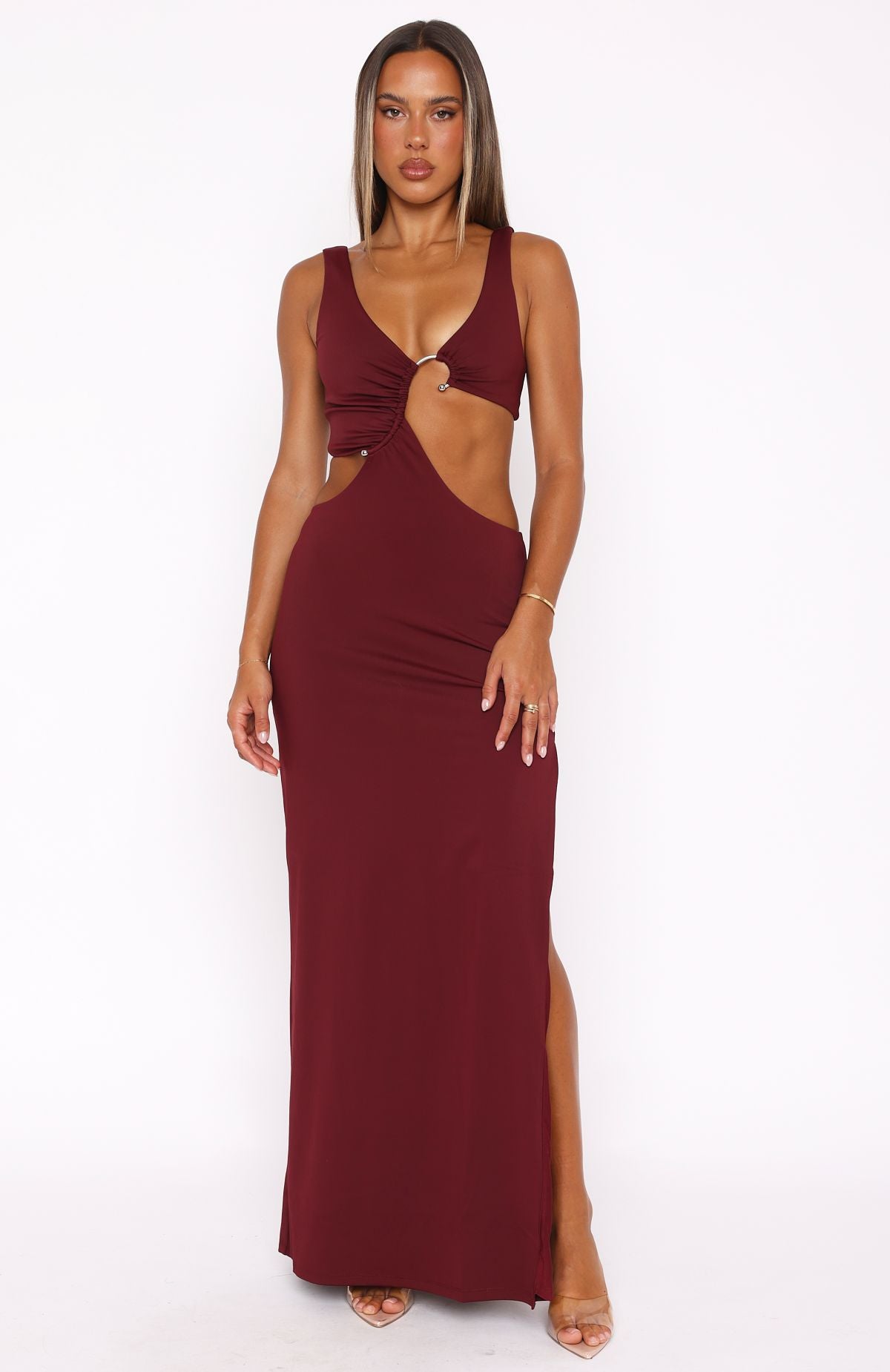 It Feels Wrong Maxi Dress Burgundy