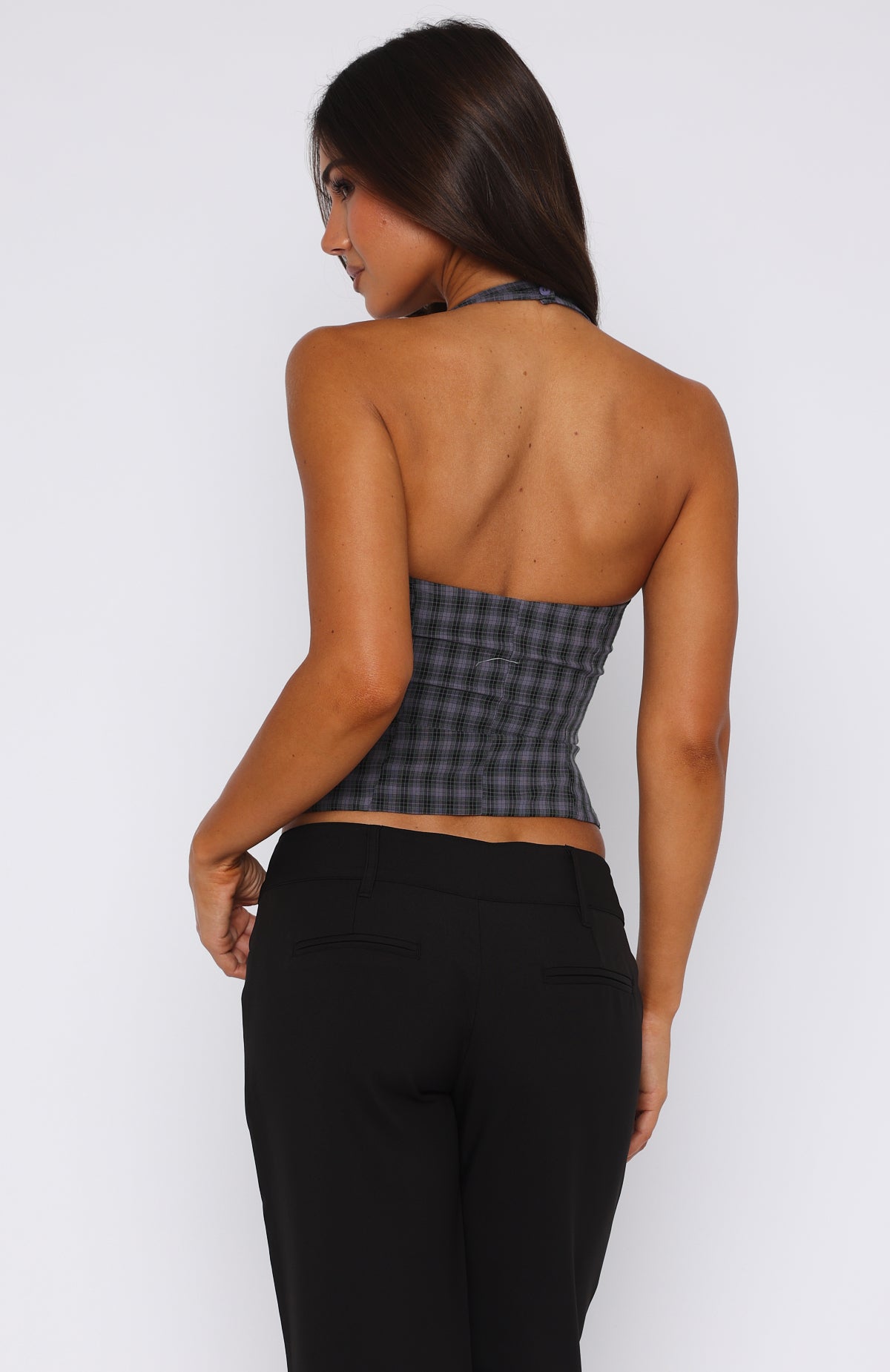 Don't Wanna Wait Halter Top Midnight Tartan