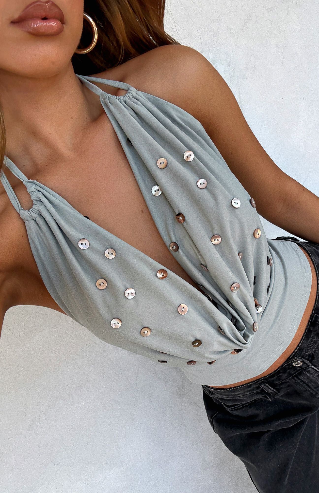 Not Alike Halter Top Slate