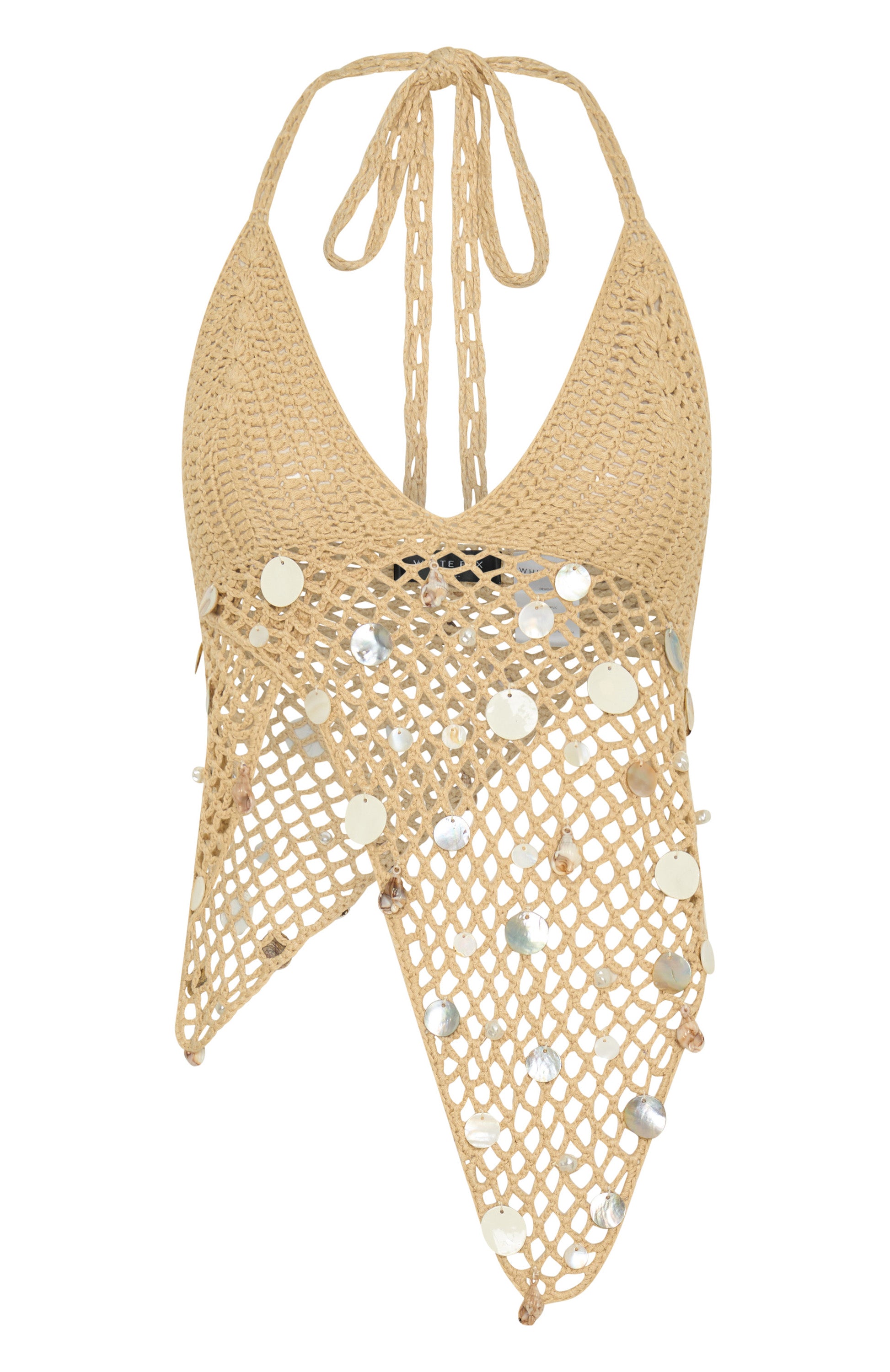 Keep On Wishing Halter Crochet Top Sand