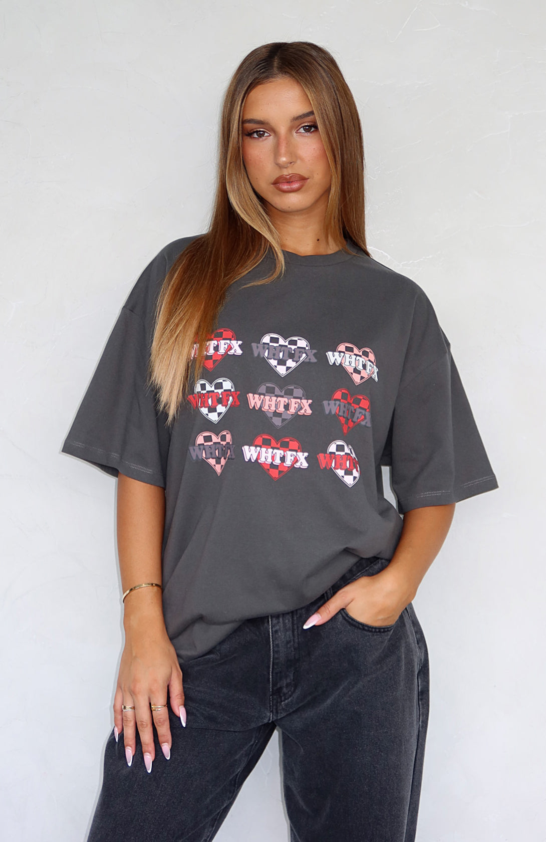 She's Too Nice Oversized Tee Charcoal